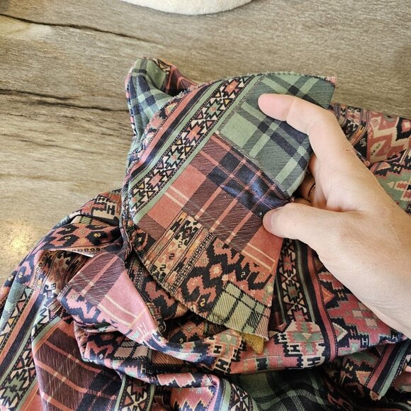 Vintage 80s Womens Size 6 Southwest Blouson Midi Dress Aztec Pink Blue‎ Pleated - Picture 9 of 11